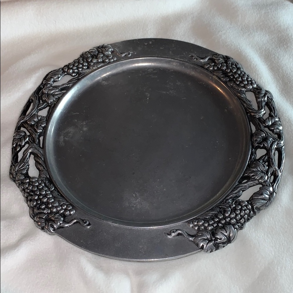 Greek or Italian Pewter Decorative Platter for Serving or Wall Hanging Artwork